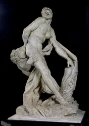 Leijonan hyökkäämä Milo of Croton (kipsi) (ks. myös 91045)